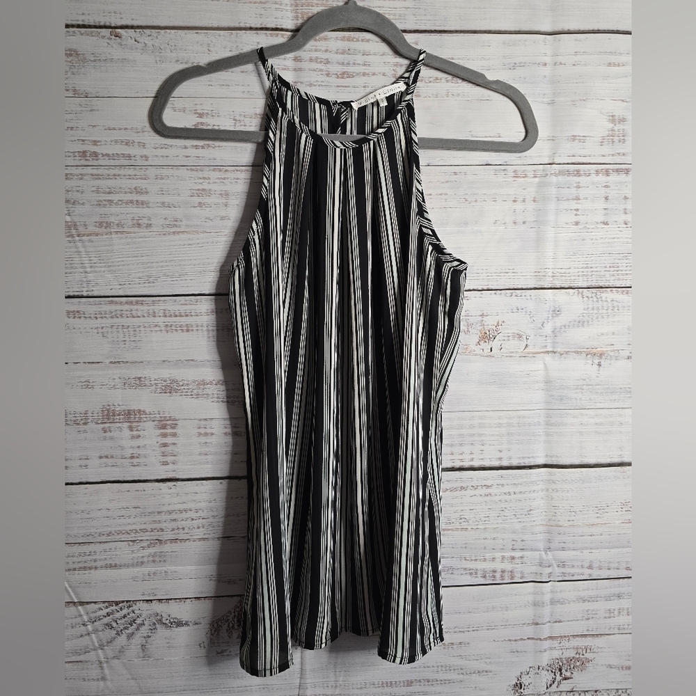 Violet & Claire Striped Black & White Tank Top Womans Size Small